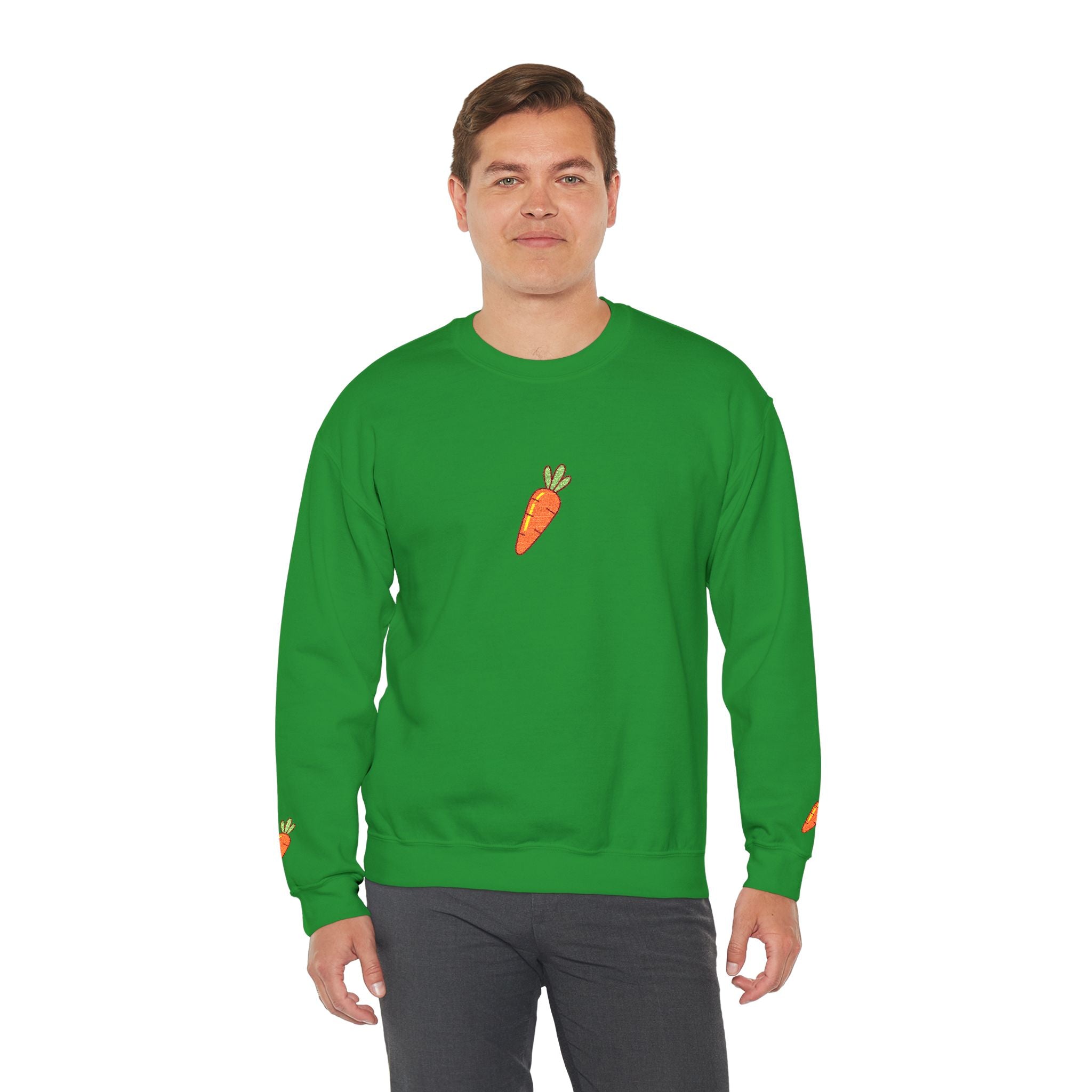 Carrot Patch Crewneck Sweatshirt — Cute Embroidered Carrot Graphic
