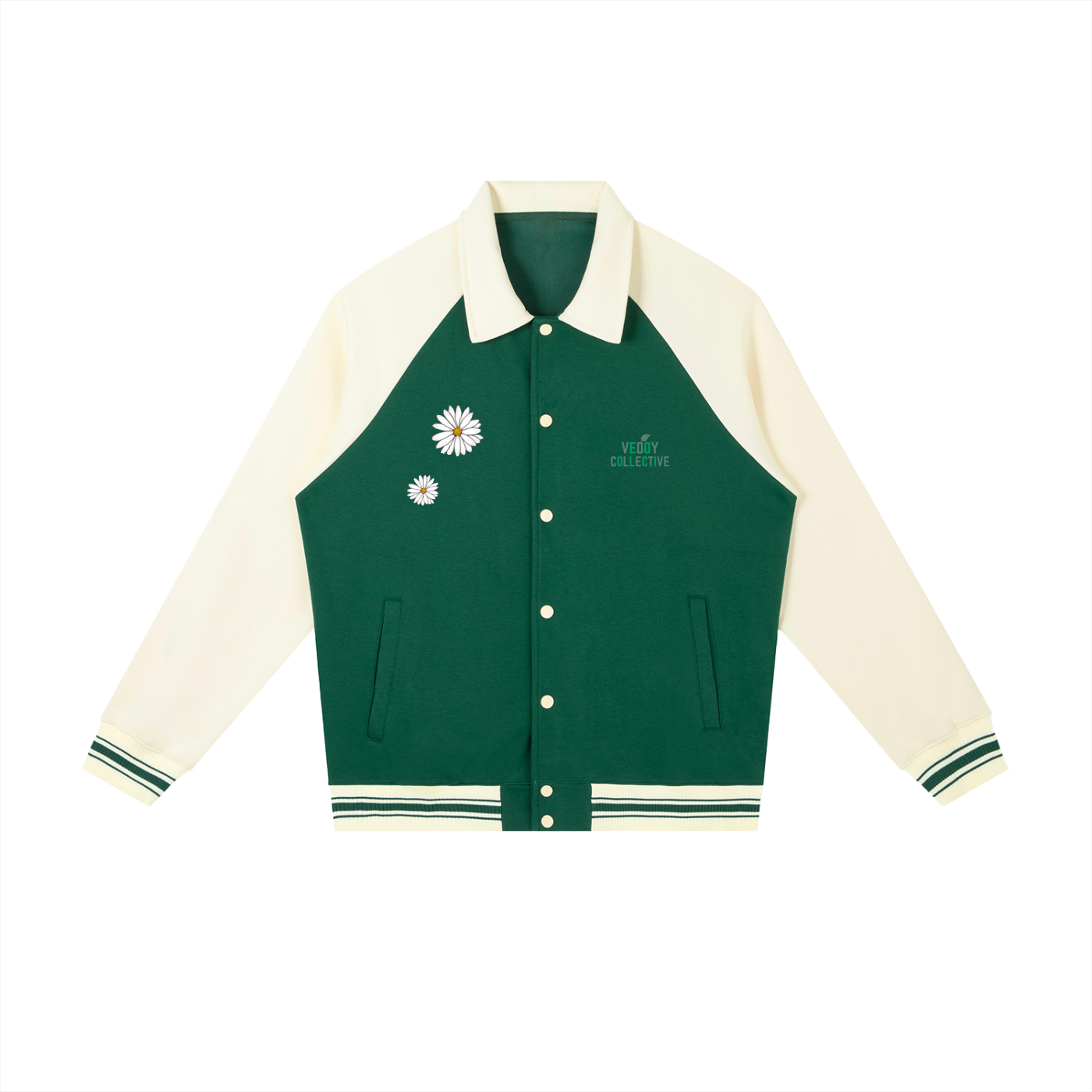 Contrast Raglan Sleeve Baseball Jacket - Flower Collection