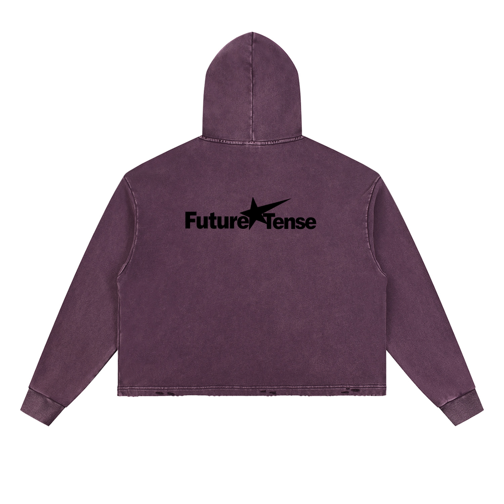 Vintage Washed Frayed-Hem Hoodie