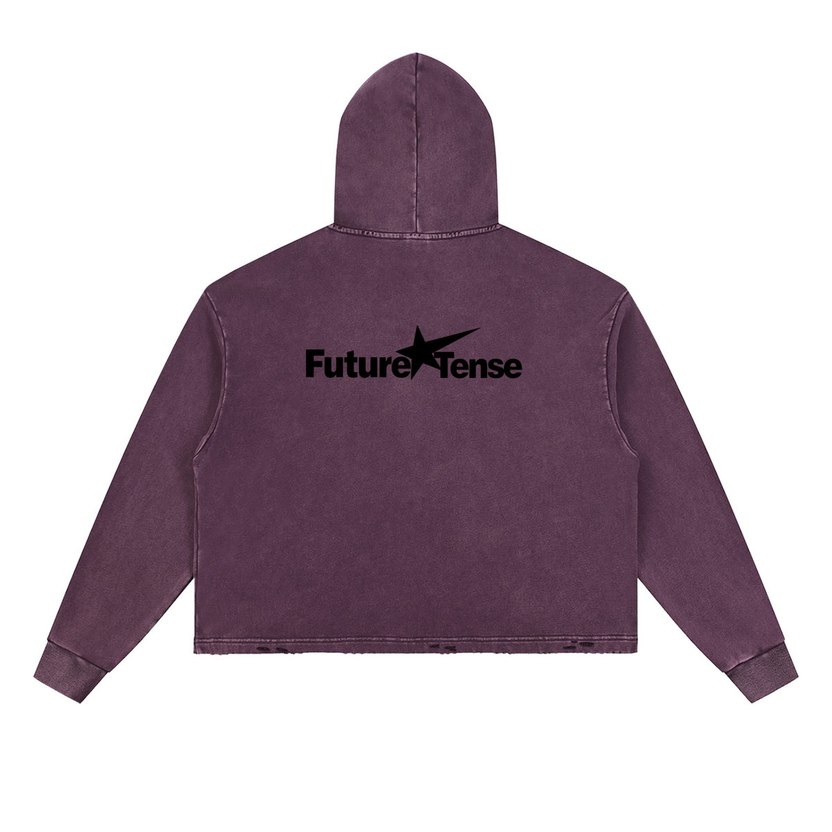 Vintage Washed Frayed-Hem Hoodie