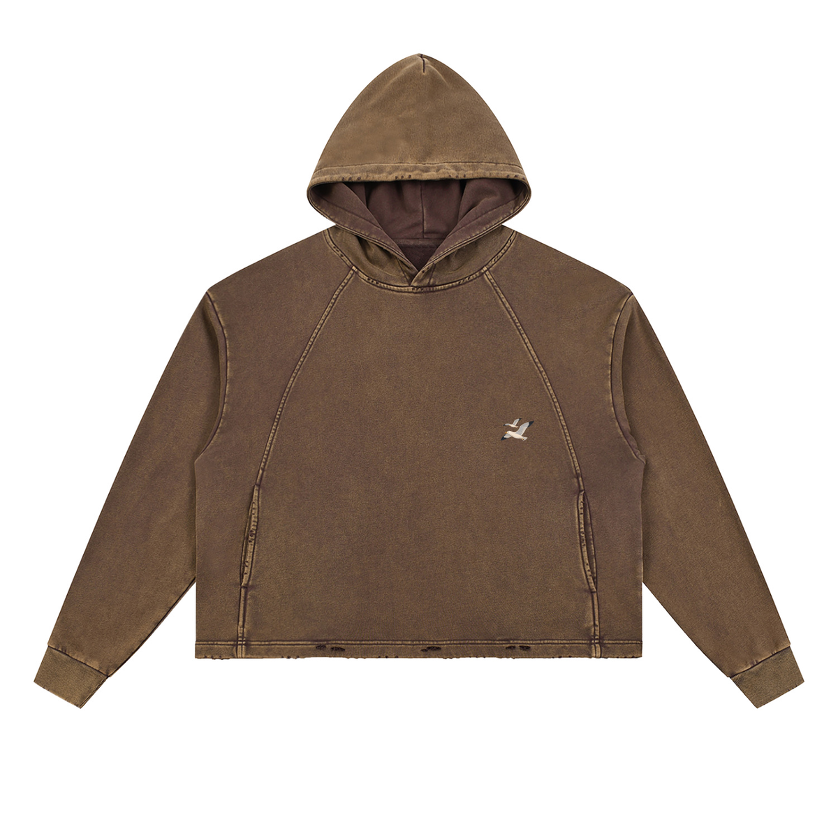 Vintage Washed Frayed-Hem Hoodie