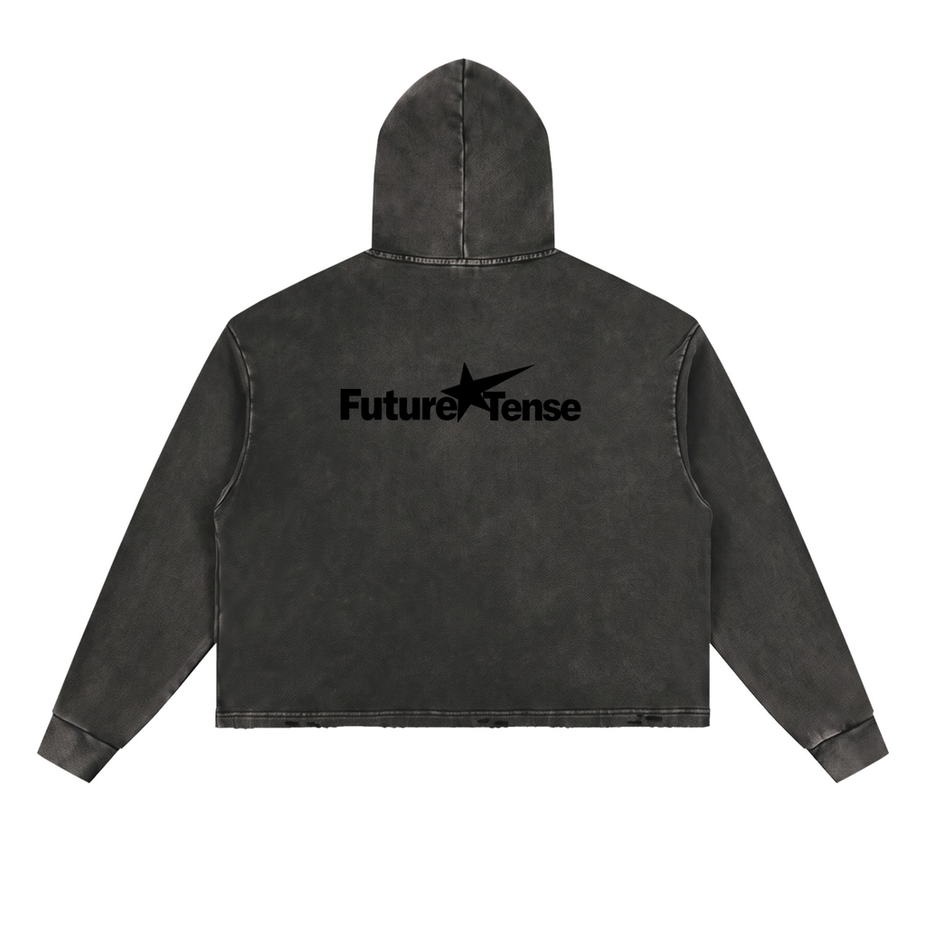 Vintage Washed Frayed-Hem Hoodie
