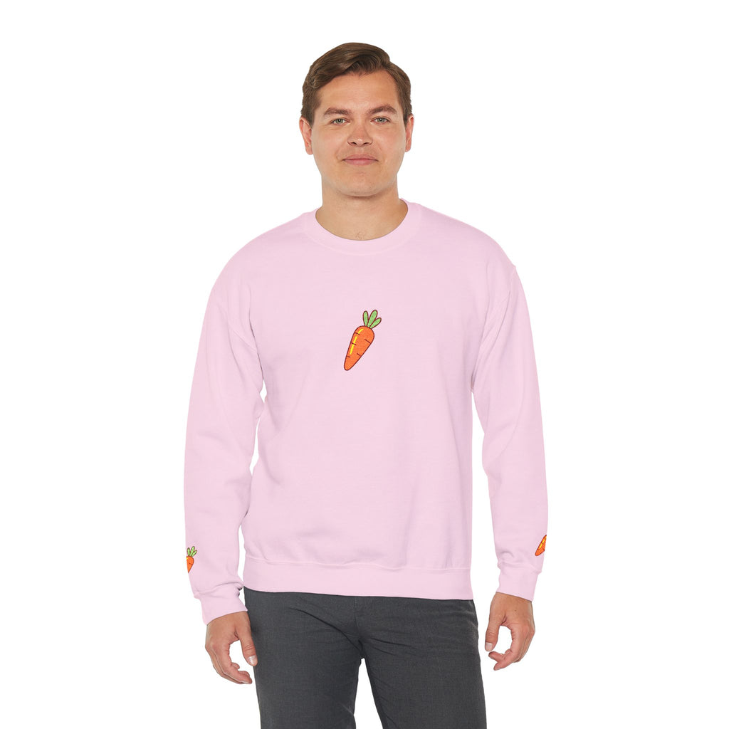 Carrot Patch Crewneck Sweatshirt — Cute Embroidered Carrot Graphic