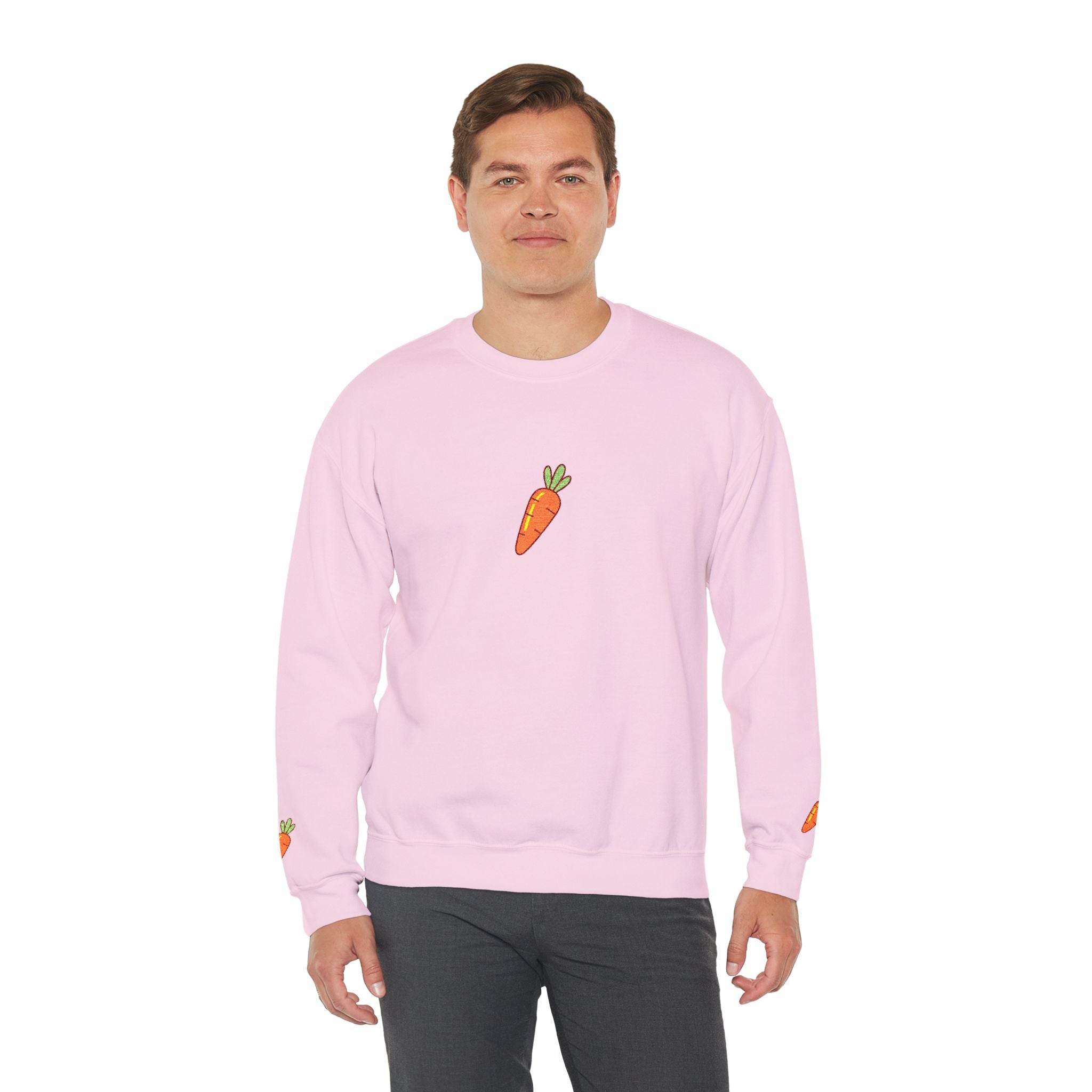 Carrot Patch Crewneck Sweatshirt — Cute Embroidered Carrot Graphic