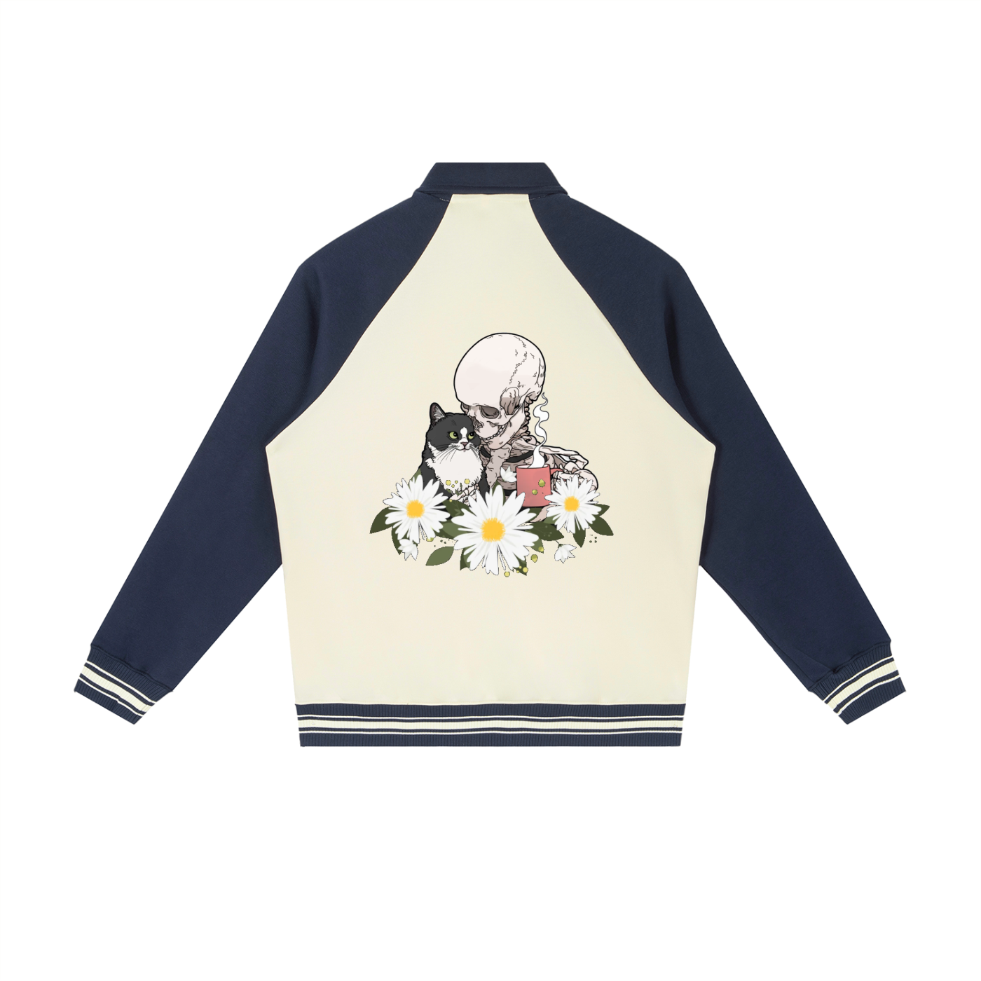 Contrast Raglan Sleeve Baseball Jacket - Flower Collection