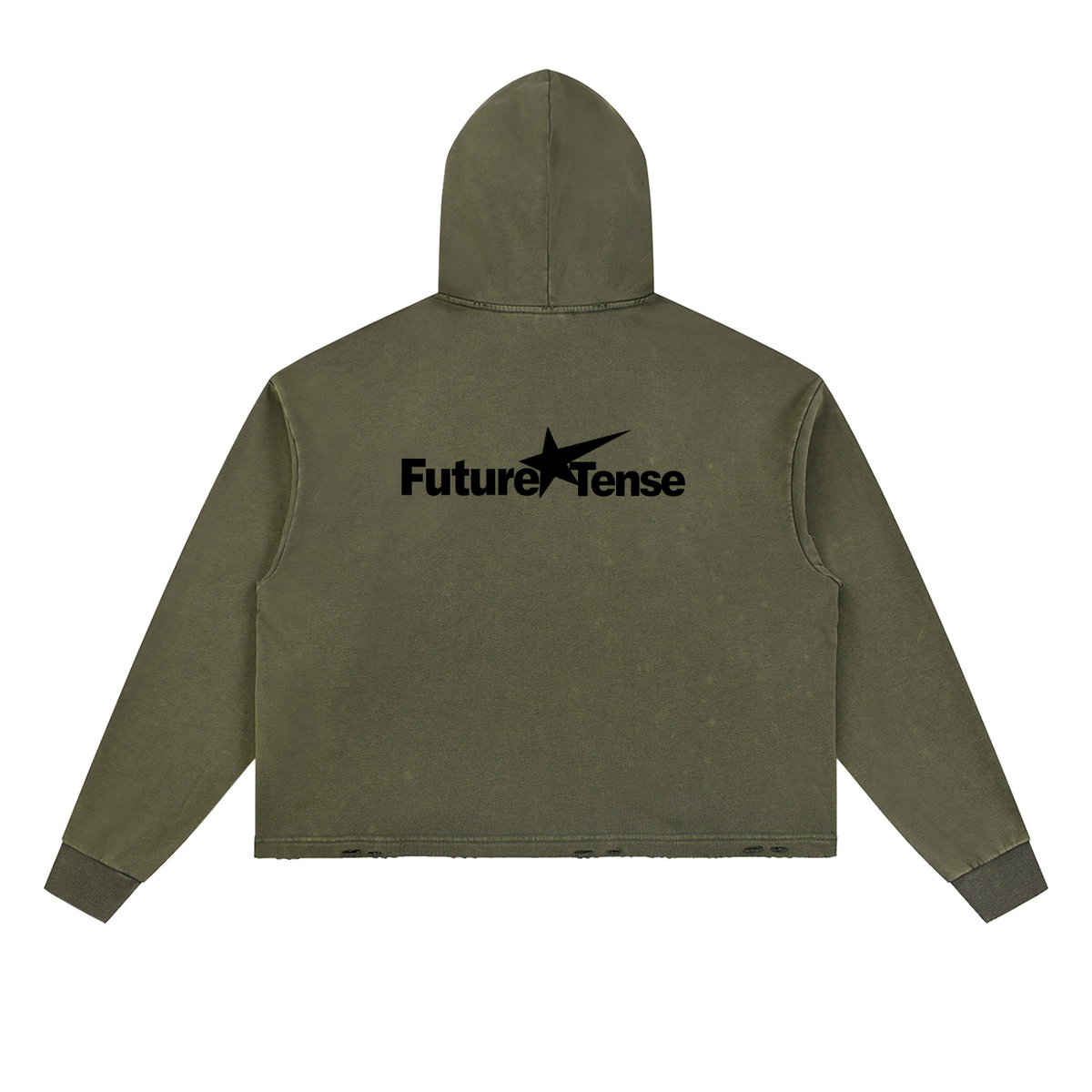 Vintage Washed Frayed-Hem Hoodie
