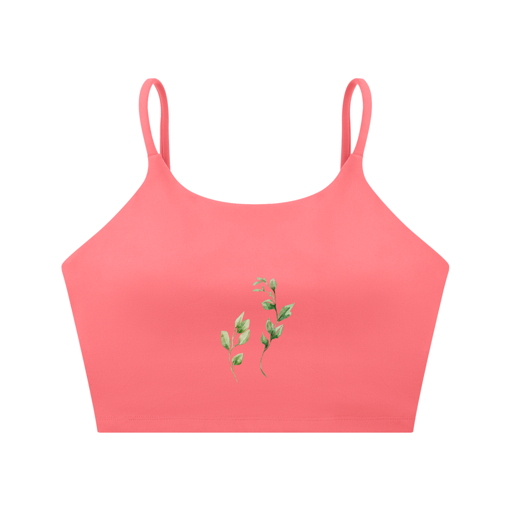 Spaghetti Strap Yoga Sports Bra - Leaf Collection