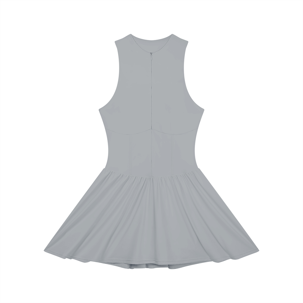 Ruched Sleeveless Full-Zip Dress