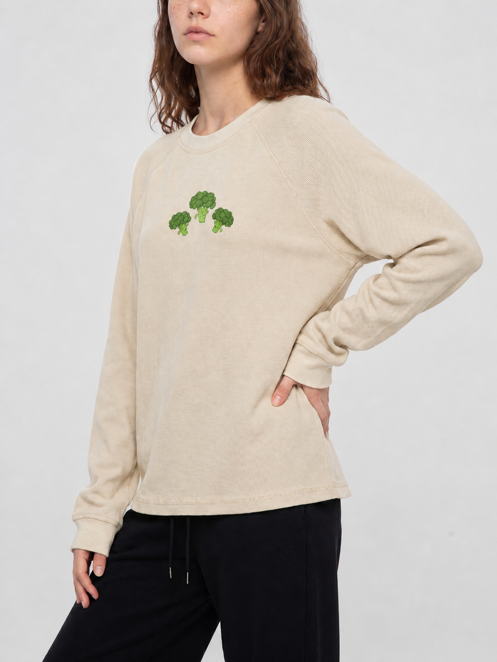 Unisex Vintage Wash Boxy  Waffle T-Shirt - Broccoli Collection