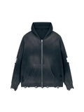 Unisex Distressed Full Zip Sweater — blank garment reference